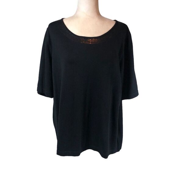 Quacker Factory Sweater Womens 3X  Black Sequined Crew Neck Elegant Sparkle - Picture 1 of 11